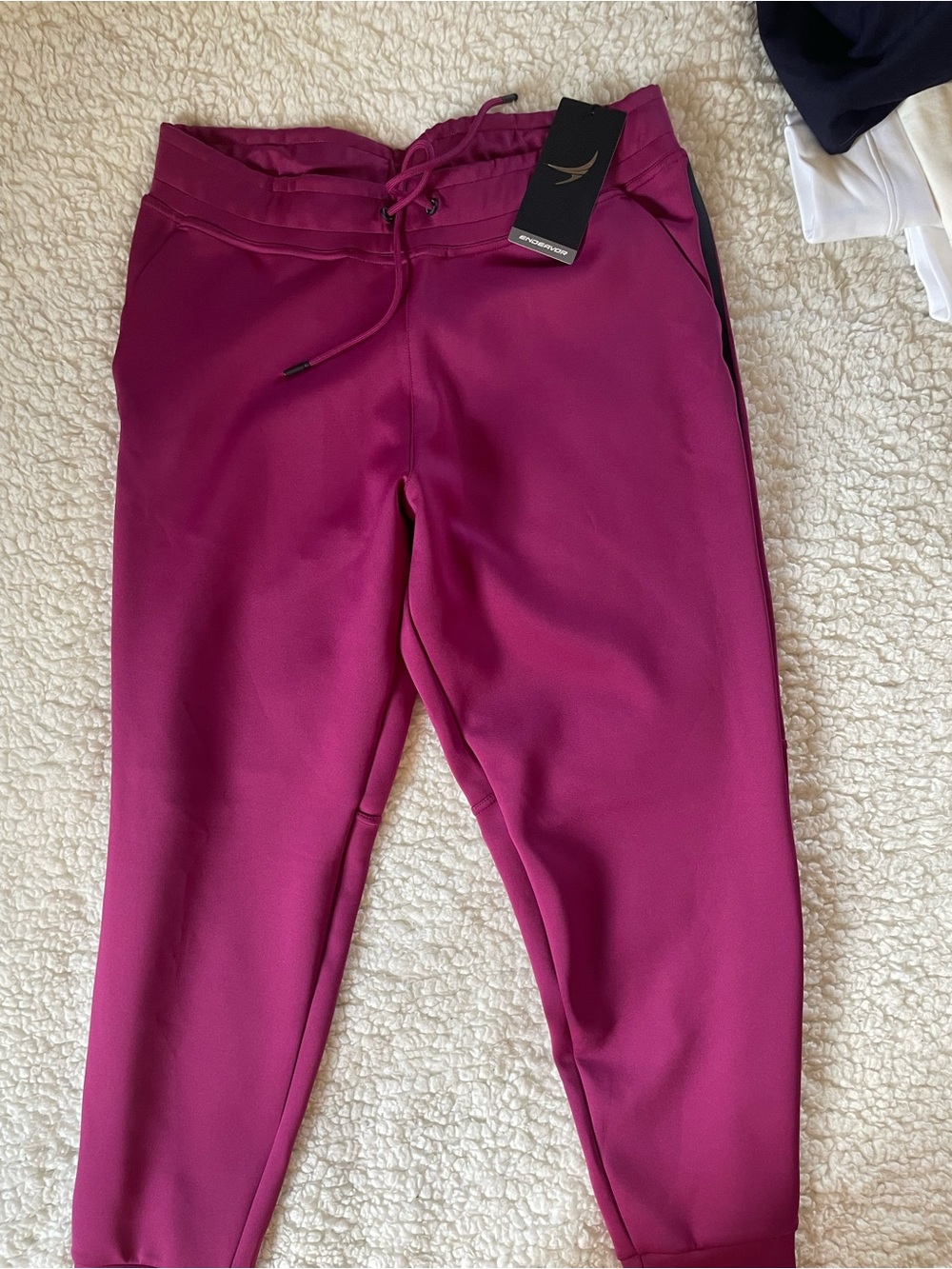 Women's Magenta Drawstring Joggers with Tapered Cuffs